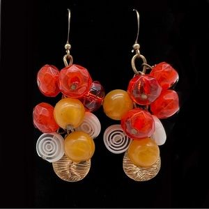 1960’s/1970’s Dangle Beaded Earrings (Harvest Gold and Goldenrod Yellow)